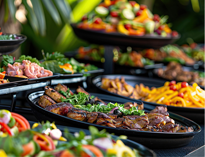 Delicate bite-sized appetizers topped with smoked salmon, cherry tomatoes, and fresh dill arranged on a black slate tray